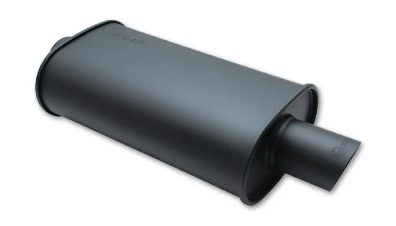 Vibrant Streetpower Flat Black Oval Muffler With Single 3In Outlet - 2.5In Inlet I.D. 1