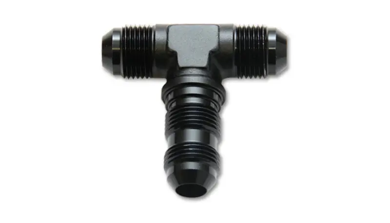 Vibrant -8An Bulkhead Adapter Tee Fitting - Anodized Black Only 1