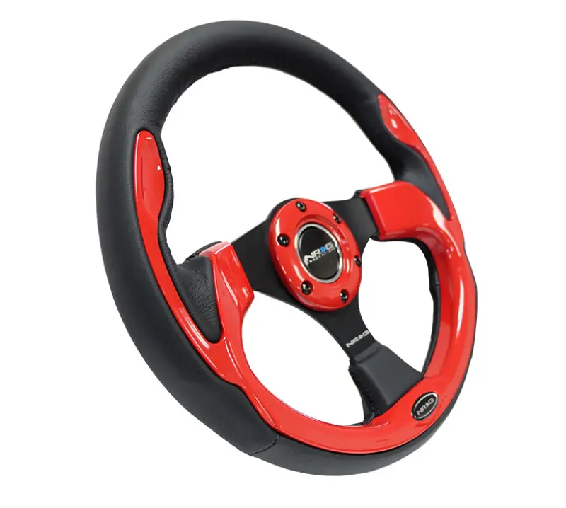 Nrg Reinforced Steering Wheel (320Mm) Blk W/Red Trim & 5Mm 3-Spoke 1