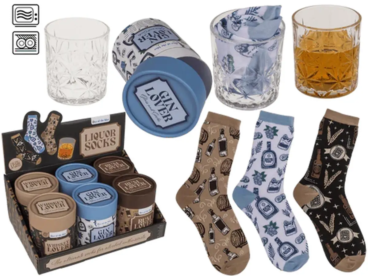 Out Of The Blue Giftset Drinkglas 280Ml Met Sokken 1