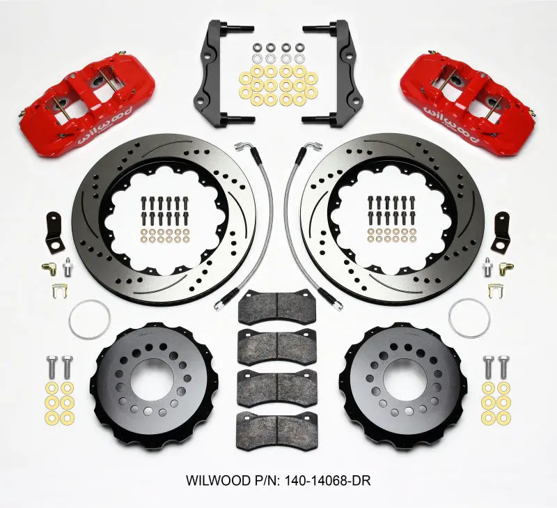 Wilwood Aero4 Rear Kit 14.25In Drilled Red 2014-Up Challenger W/Lines 1