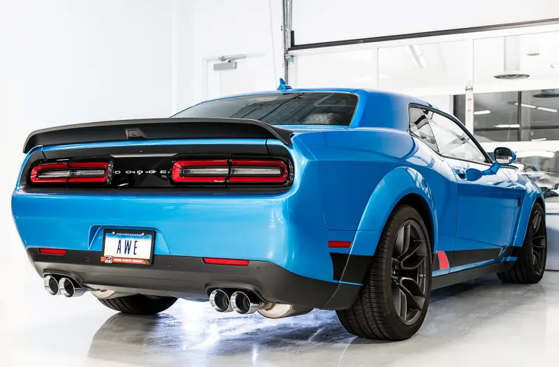 Awe Tuning 2015+ Dodge Challenger 6.4L/6.2L Sc Track Edition Exhaust - Quad Chrome Silver Tips 2