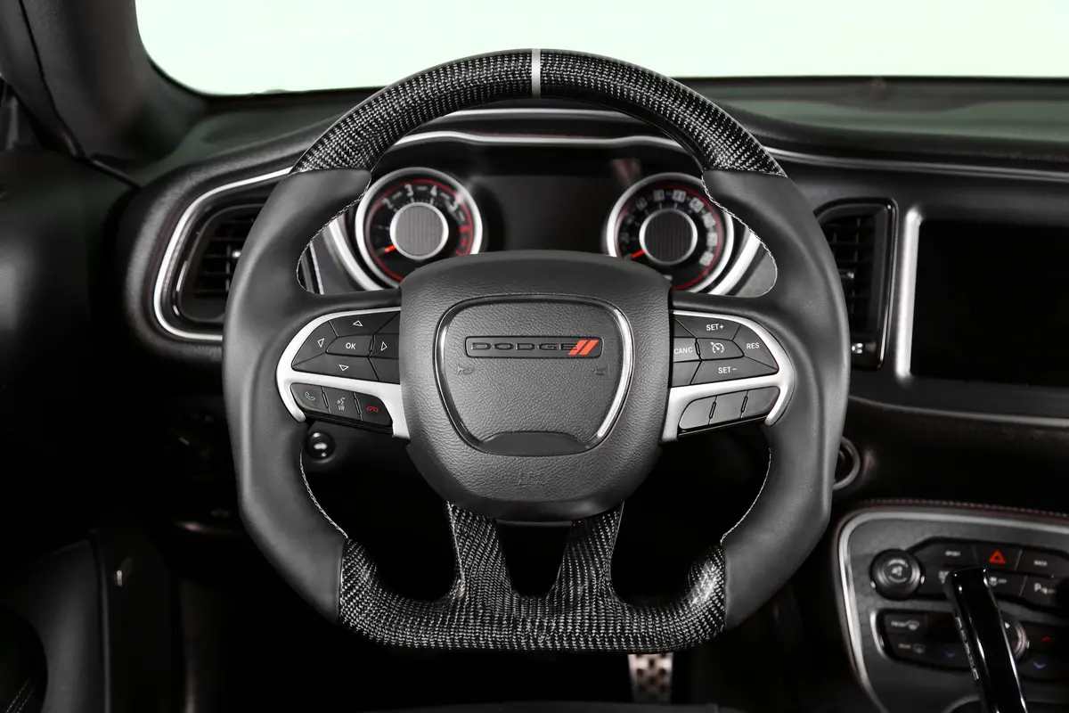 Drake Muscle Cars Steering Wheel - Carbon Fiber With Leather Grips 2015-2023 Dodge Charger / Challenger 2