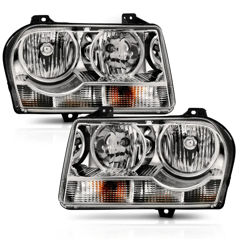 Anzo 2005-2010 Chrysler 300 Crystal Headlight Chrome Amber 1