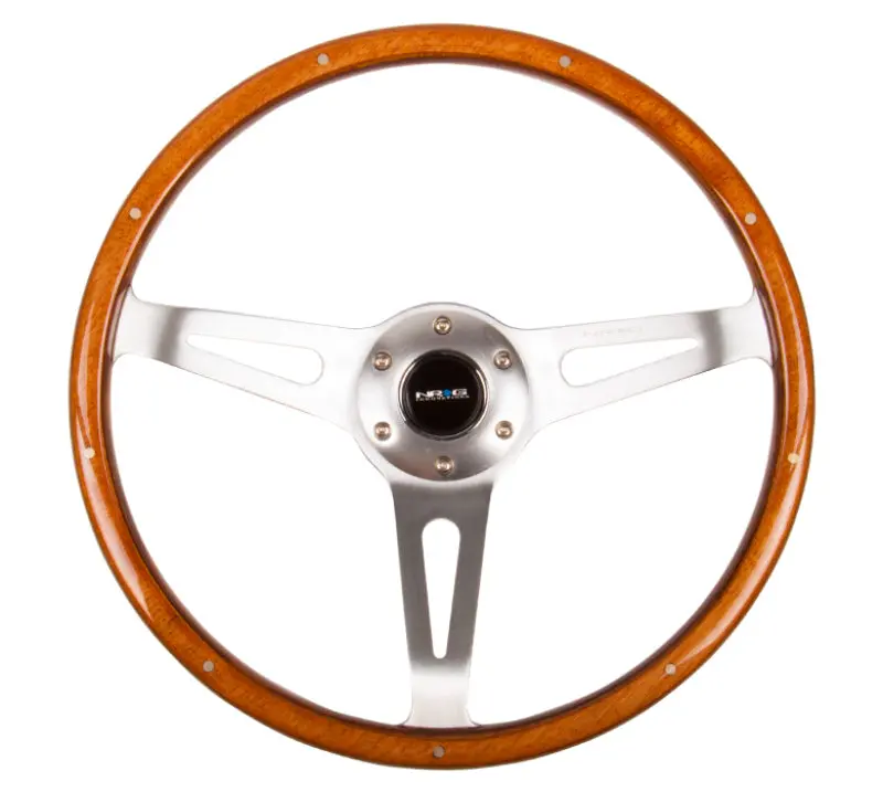 Nrg Classic Wood Grain Steering Wheel (365Mm) Wood W/Metal Accents & Polished Alum. 3-Spoke Center 1