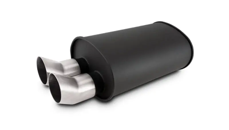 Vibrant Streetpower Flat Blk Muffler 9.5X6.75X15in Body Inlet Id 3In Tip Od 3In W/Dual Dtm Tips 1