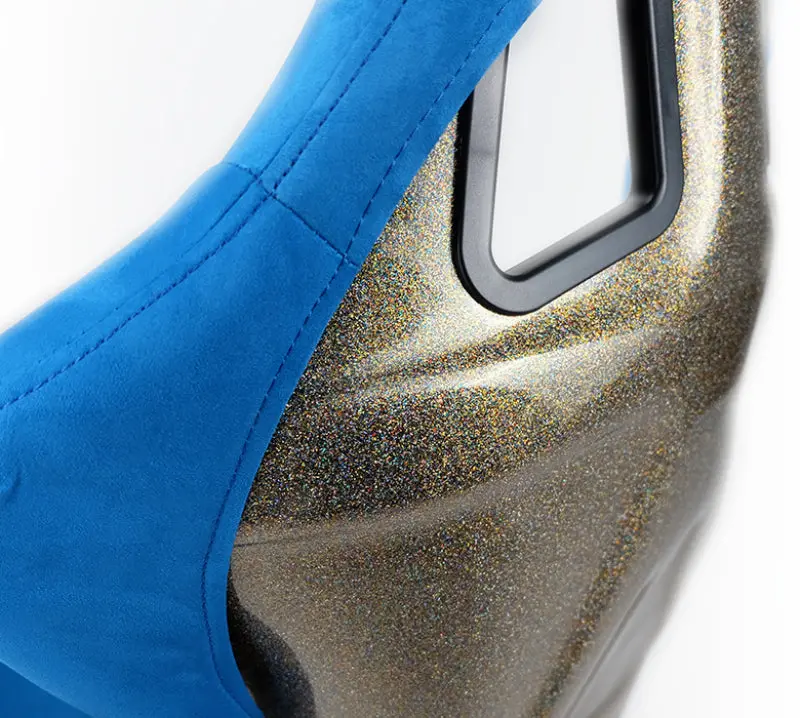 Nrg Frp Bucket Seat Ultra Edition - Large (Blue Alcantara/Gold Glitter Back) 1