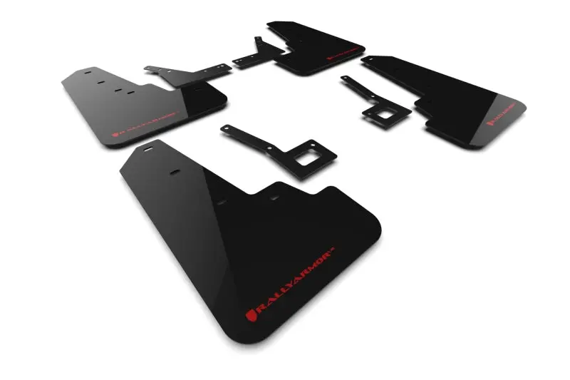 Rally Armor 19-25 Dodge Ram 1500 Rebel Black Ur Mud Flap W/Red Logo 1