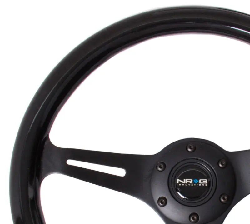 Nrg Classic Wood Grain Steering Wheel (350Mm) Black Paint Grip W/Black 3-Spoke Center 1