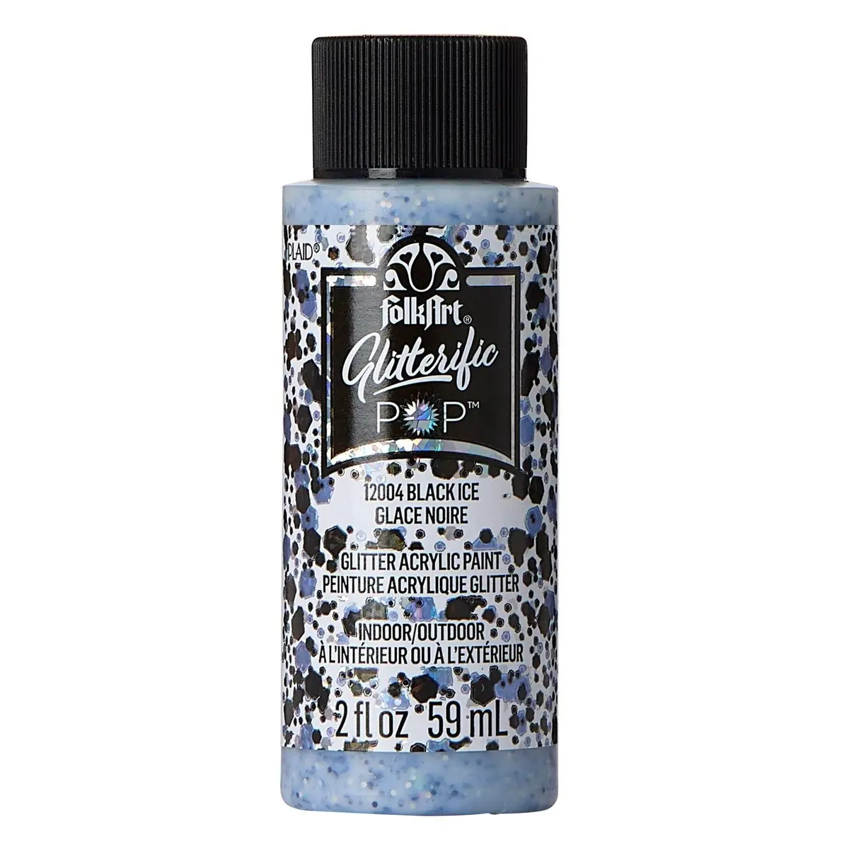 Folkart • Glitterific Pop Acrylic Paint Black Ice 59Ml 1