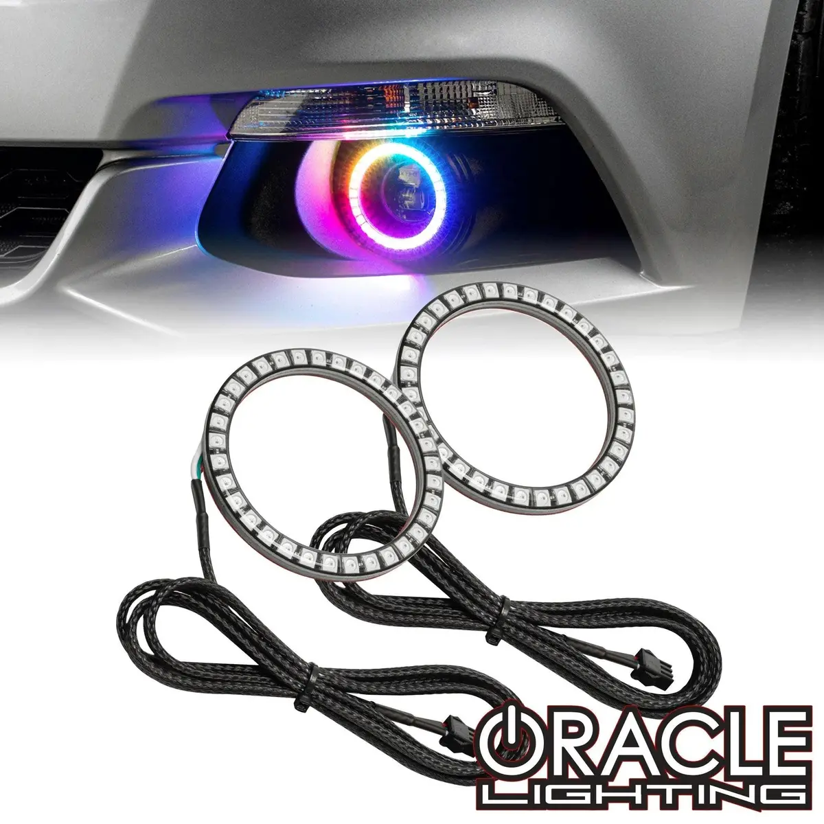 Oracle Lighting 2015-2017 Ford Mustang Dynamic Colorshift Rgb+A Projector Surface Mount Fog Light Halo Kit 1