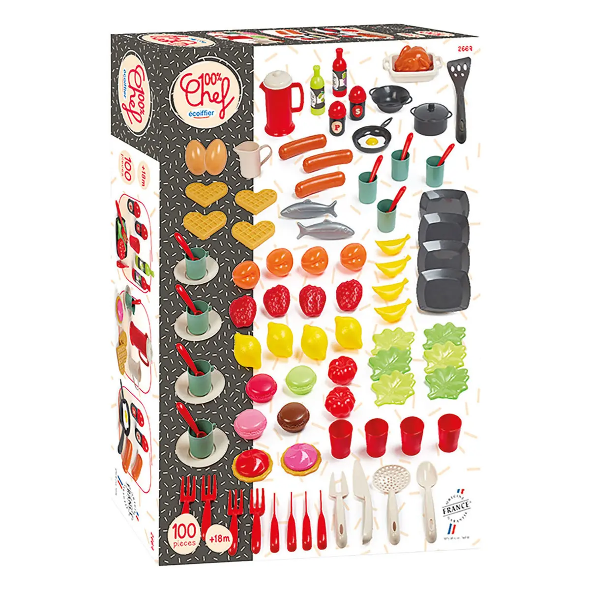 Ecoiffier 100% Chef Eten En Servies Set - 100Dlg. 2