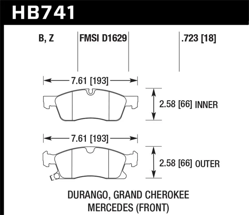 Hawk 13-15 Mercedes-Benz Gl350/450 12-15 Ml350 2015 Ml250 Hps 5.0 Front Brake Pads 1