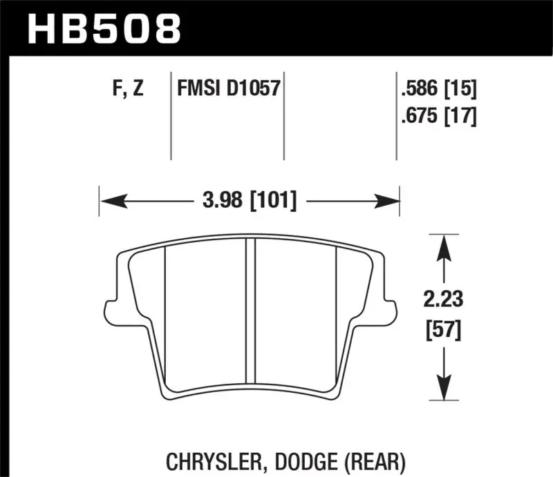 Hawk Hps Street Brake Pads 2005-2023 Dodge Charger / Challenger Single Piston Rear 1
