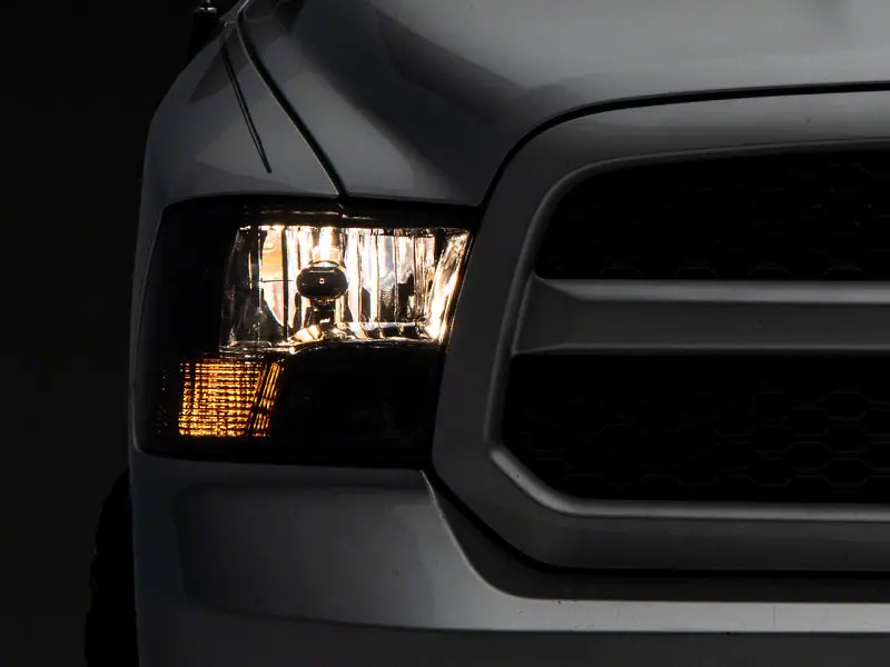 Raxiom 09-18 Dodge Ram 1500 Axial Oem Rep Headlights W/ Dual Bulb- Chrome Housing (Smoked Lens ) 1