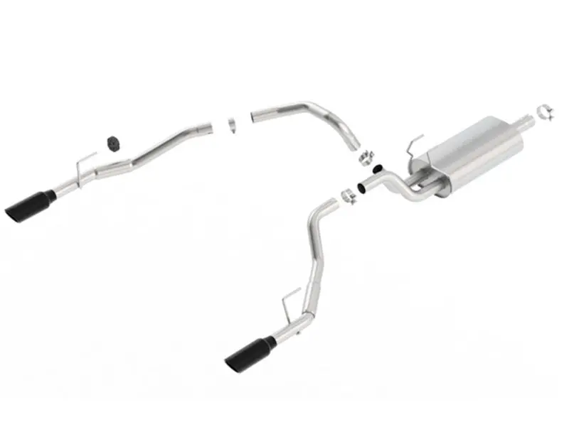 Borla 09-17 Ram 1500 5.7L V8 5In Single Tip Black Chrome Cat-Back Touring Exhaust Through Bumper 1