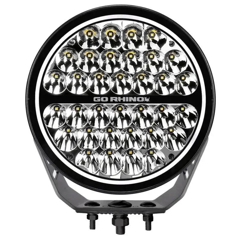 Go Rhino Xplor Blackout Series Round Single Led Spot Light Kit W/Drl (Surface Mount) 9In. - Blk 1