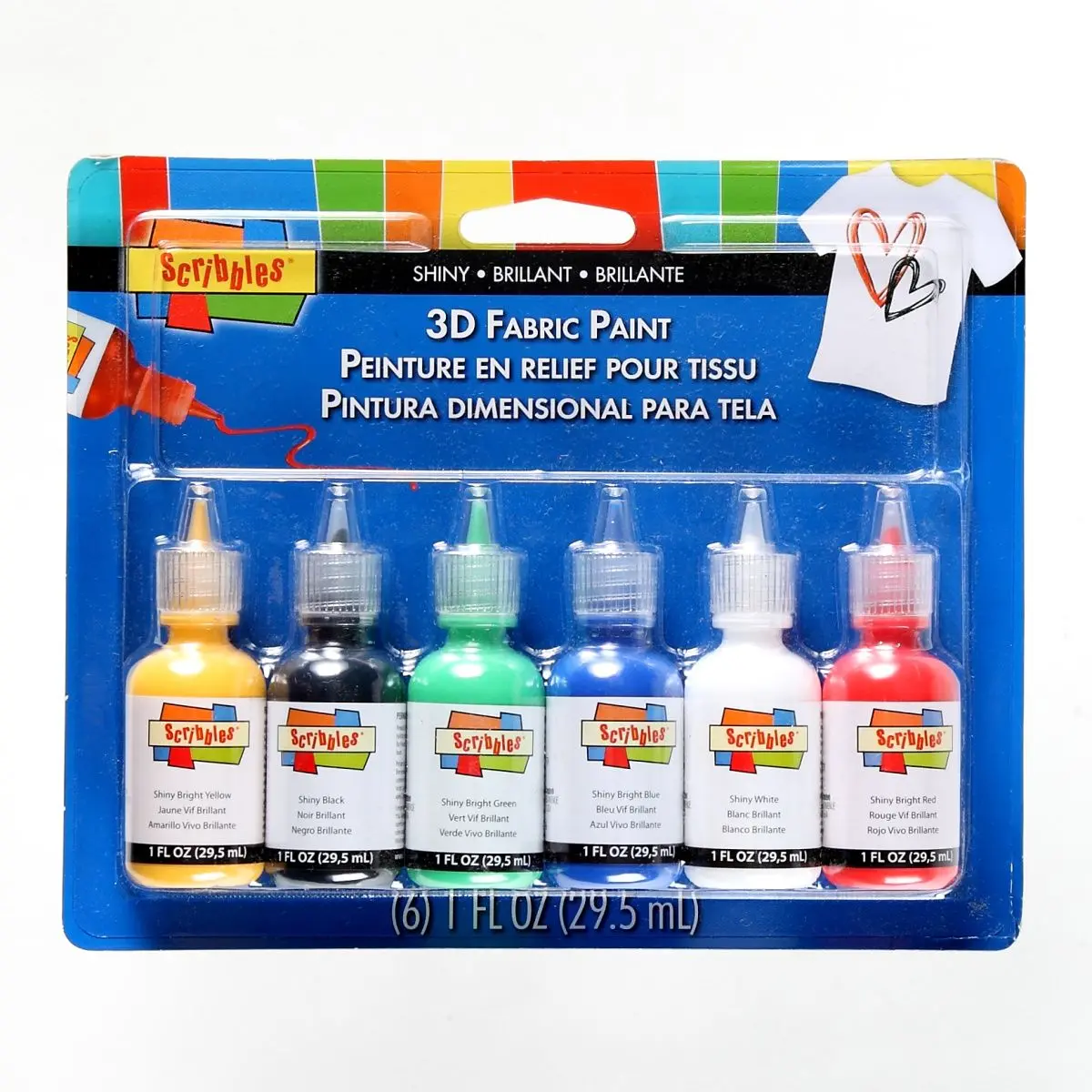 Scribbles • 3D Fabric Paint Shiny 6Pcs 1