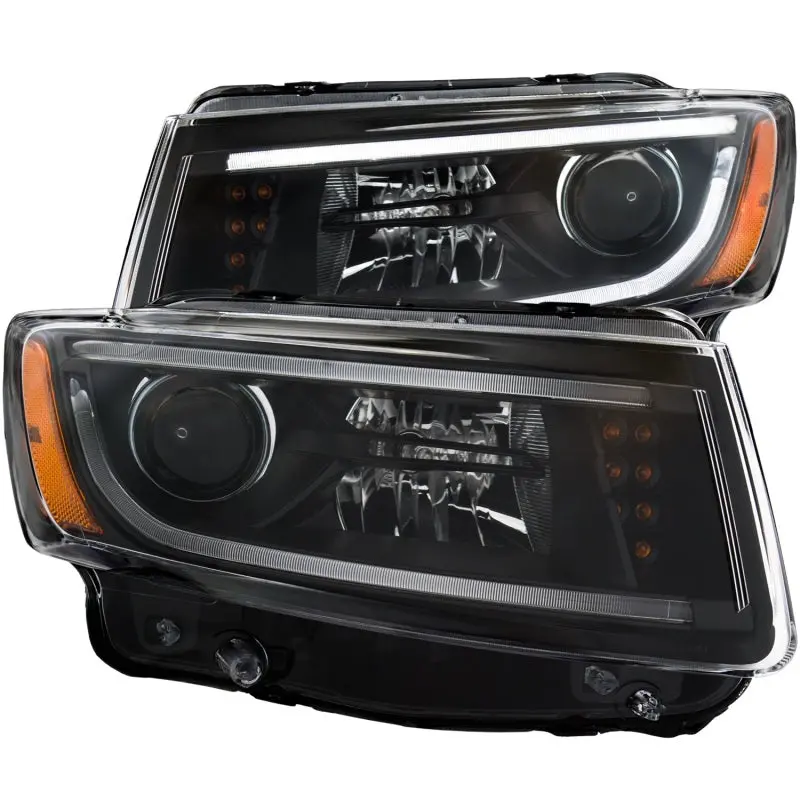 Anzo 2014-2015 Jeep Grand Cherokee Projector Headlights W/ Plank Style Design Black 1