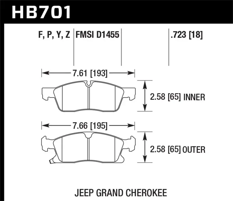 Hawk 11-12 Dodge Durango / 11-12 Jeep Grand Cherokee Hps 5.0 Front Street Brake Pads 1