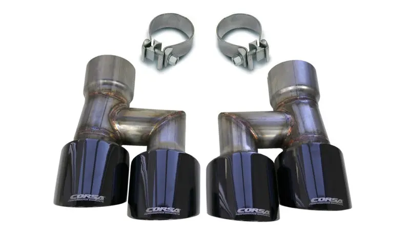 Corsa 2018-2023 Ford Mustang Eco 2.3L Twin 4In Black Pvd Pro-Series Tip Kit (Clamps Included) 1