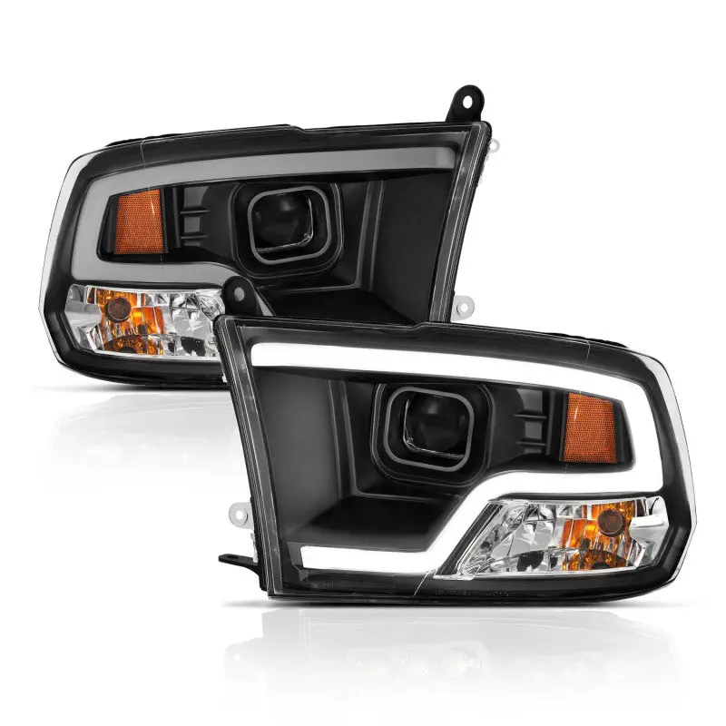 Anzo 09-18 Dodge Ram 1500 Plank Style Projector Headlights Black W/ Halo 1