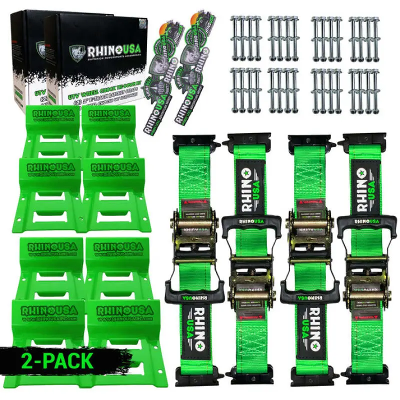 Rhino Usa Utv Wheel Chock Tie-Down Kit (4-Wheel Kit) (Green) 1