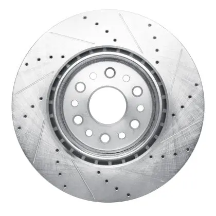 R1 Concepts 2019-2026 Ram 1500, Trx, Rho Front Left Drilled & Slotted Silver Brake Rotor 1