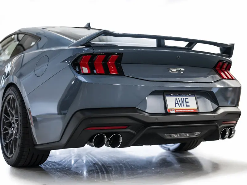 Awe 2024 Ford Mustang Gt Fastback S650 Rwd Track Edition Catback Exhaust W/ Quad Chrome Silver Tips 2