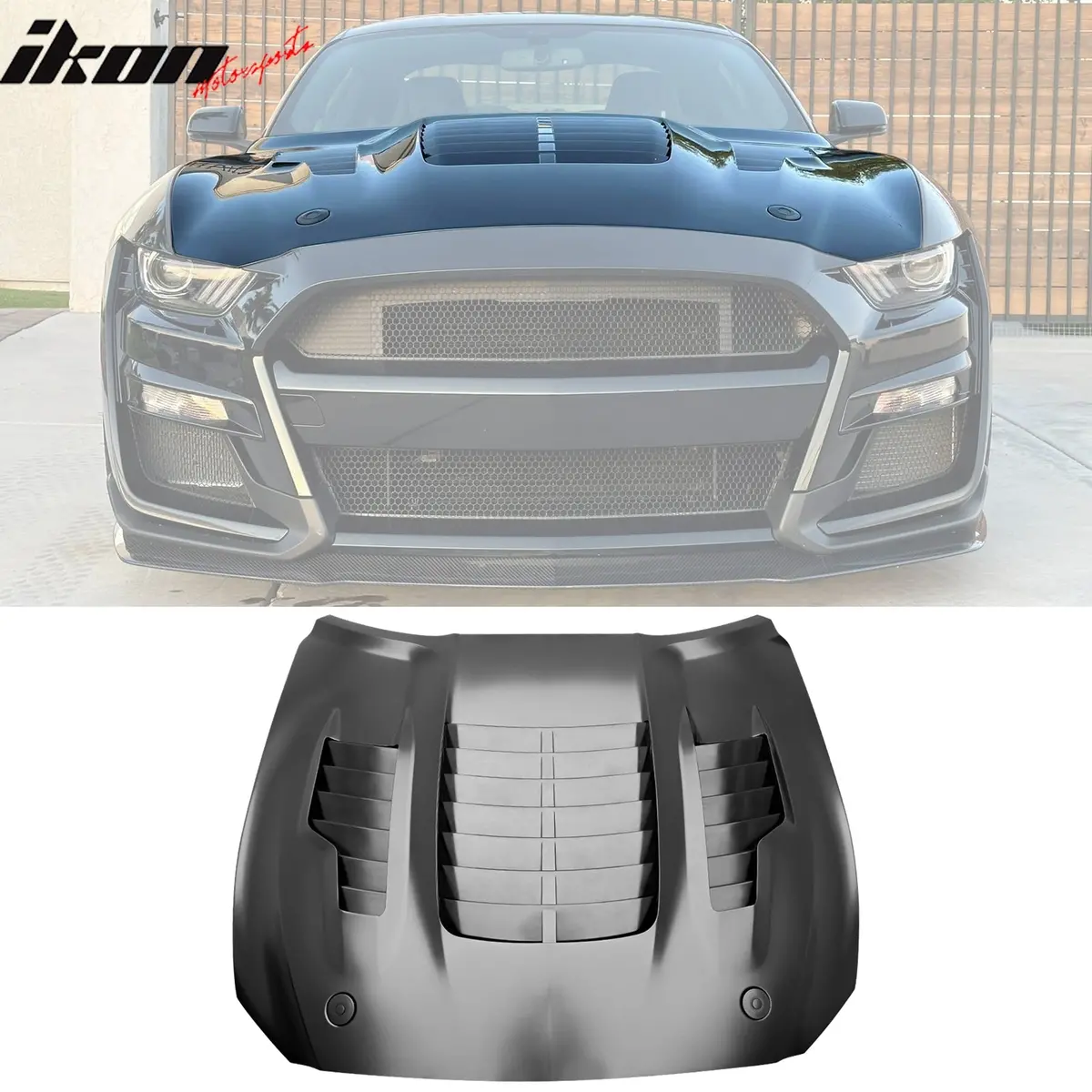 Ikon Motorsports 2015-2017 Ford Mustang V6/Gt Gt350 Gt500kr Style Front Hood Aluminum 1