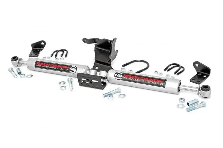 Rough Country N3 Steering Stabilizer Dual | 2.5-8 Inch Lift | Jeep Gladiator Jt (20-22)/Wrangler Jl (18-23) 1