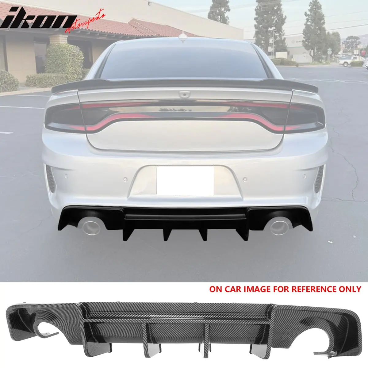 Ikon Motorsports 2020-2023 Dodge Charger Widebody Rear Diffuser Carbon Fiber Print 1