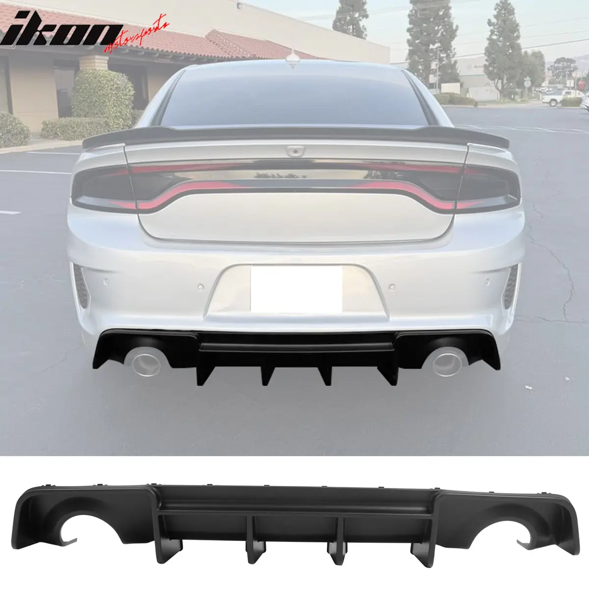 Ikon Motorsports 2020-2023 Dodge Charger Widebody Rear Diffuser Matte Black Lip Diffuser 1