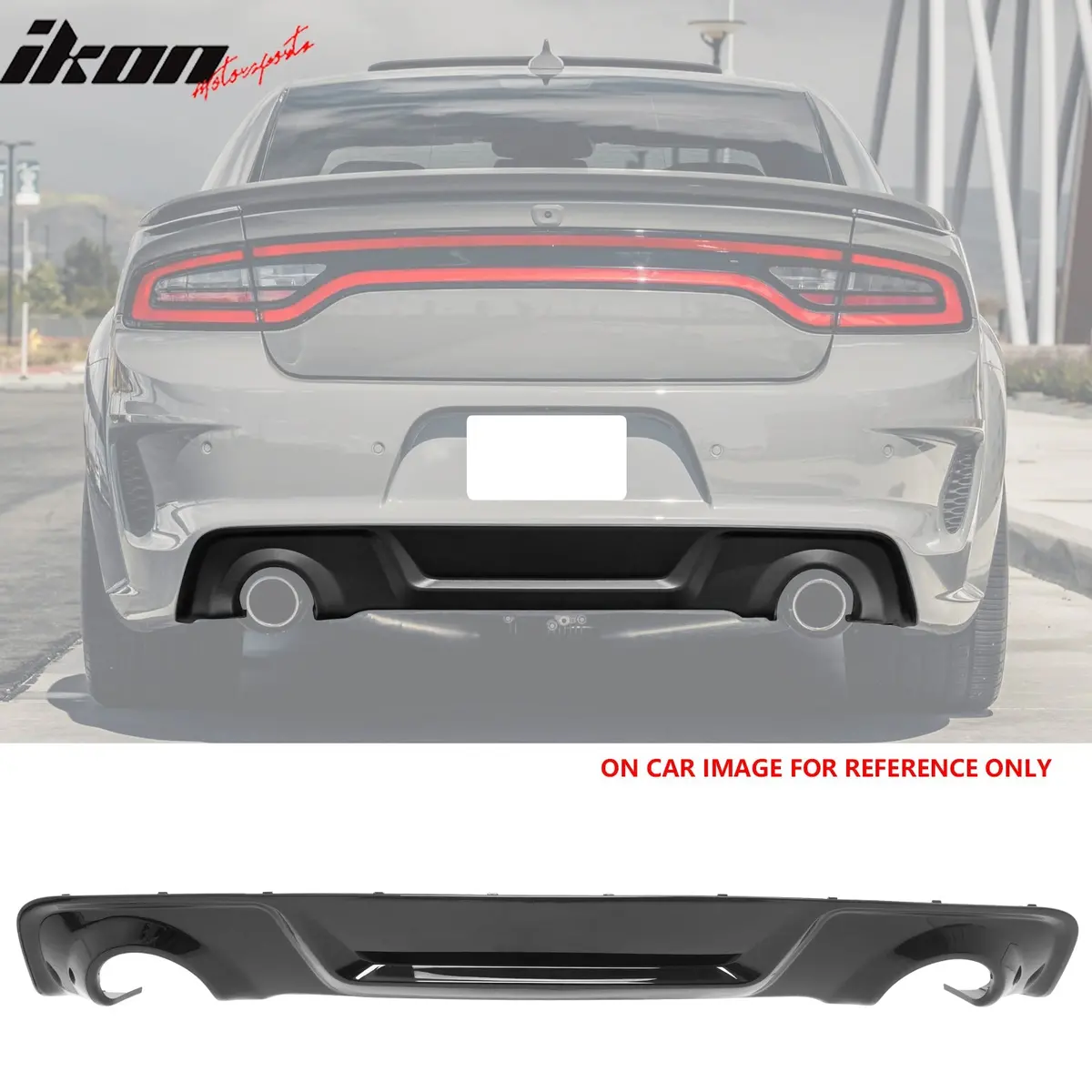 Ikon Motorsports 20-23 Dodge Charger Widebody Rear Diffuser Oe Style Gloss Black 1