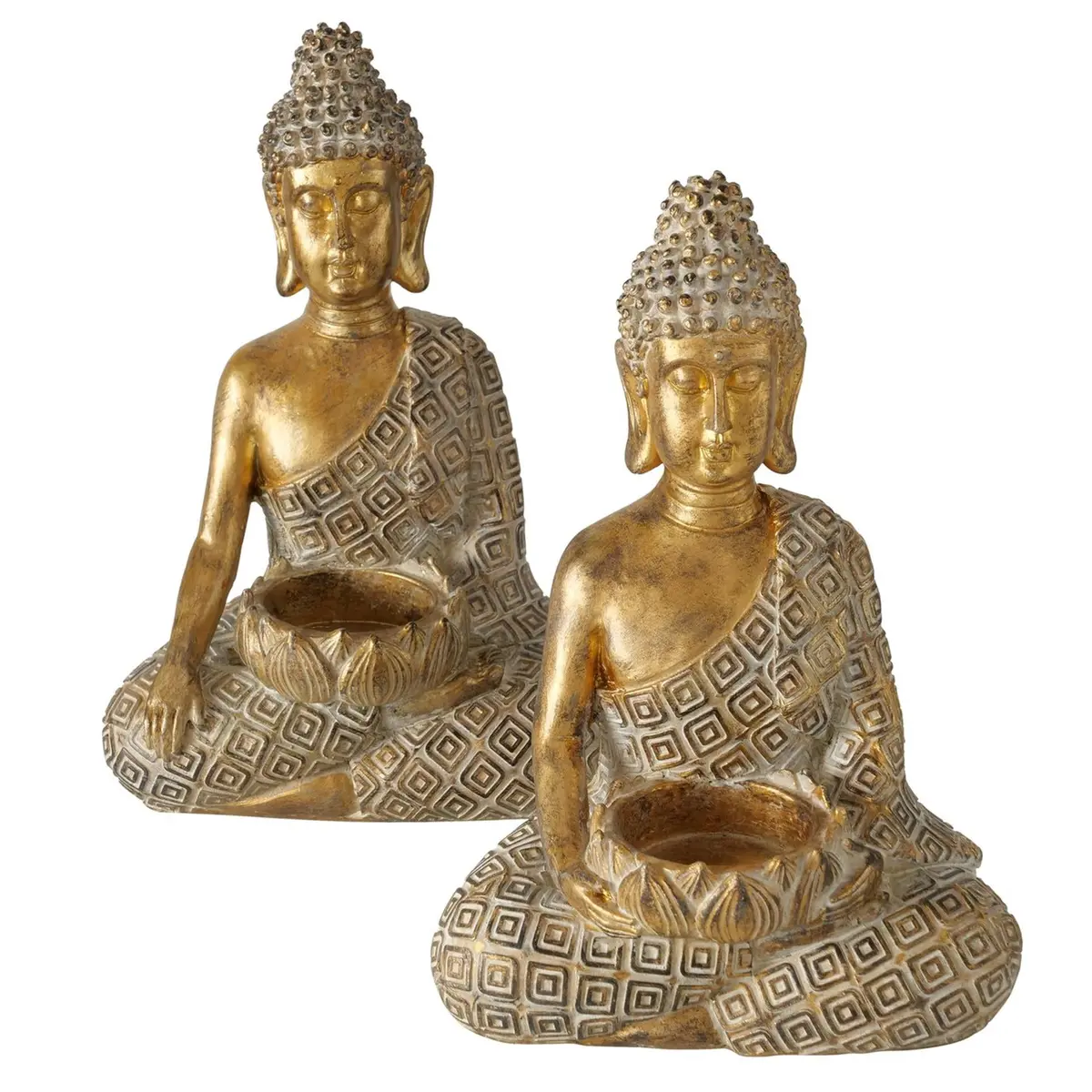 Boltze Home Theelichthouder Buddha 14X10xh21cm Goud 1