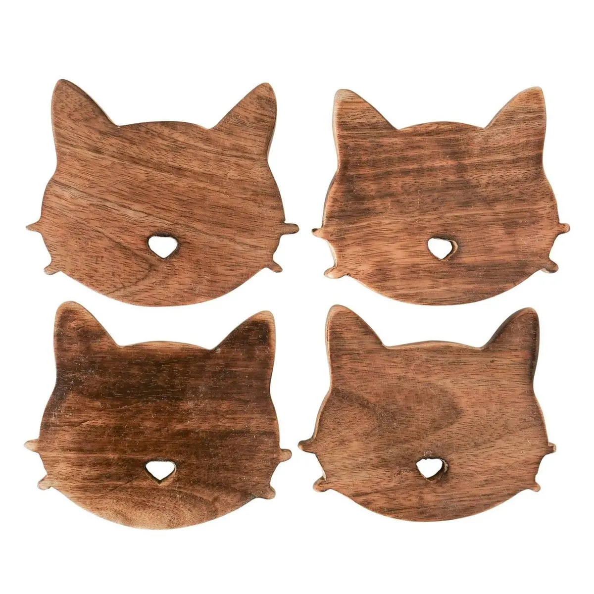 Boltze Home Onderzetter Kat Hout 4-Delig 1