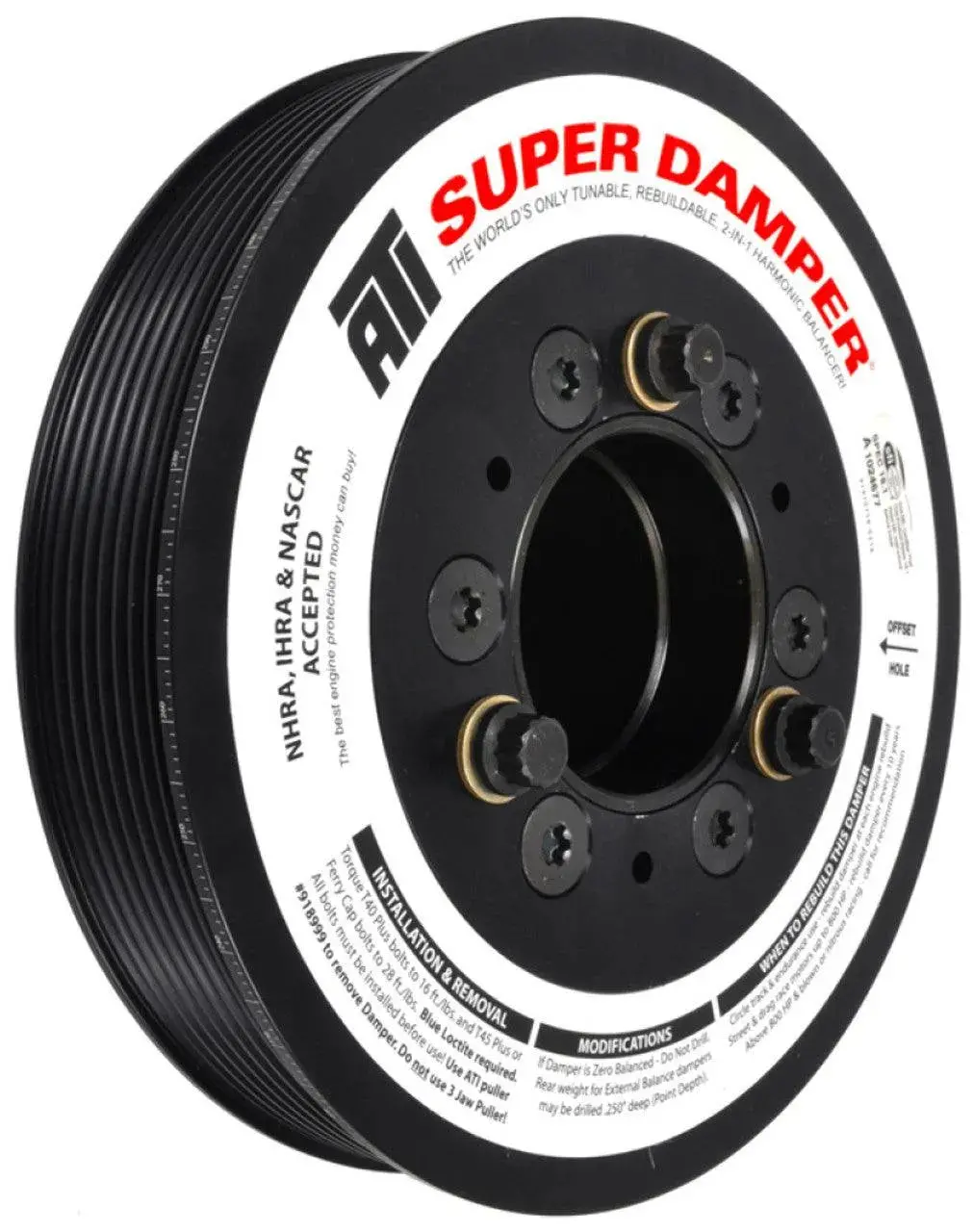 Ati Super Damper Harmonic Balancer 18% Overdrive 8 Rib For 09-20 Ram Gen Iii Hemi 5.7/6.4L 1