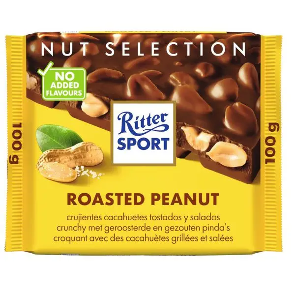 Ritter Sport Melk Chocolade Met Geroosterde Licht Gezouten Pinda's 100 Gr 1