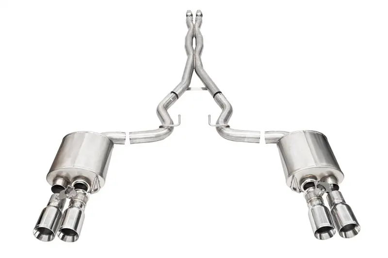 Corsa 24+ Ford Mustang V8 5.0L 3In Cat-Back Exhaust System W/ Twin 4In Polished Straight Tips 1