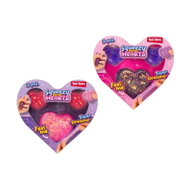 Toi-Toys Glitter Knijpfiguren Hartjes - 3St. 1