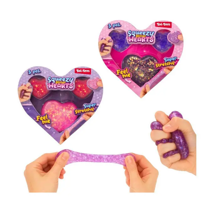 Toi-Toys Glitter Knijpfiguren Hartjes - 3St. 2