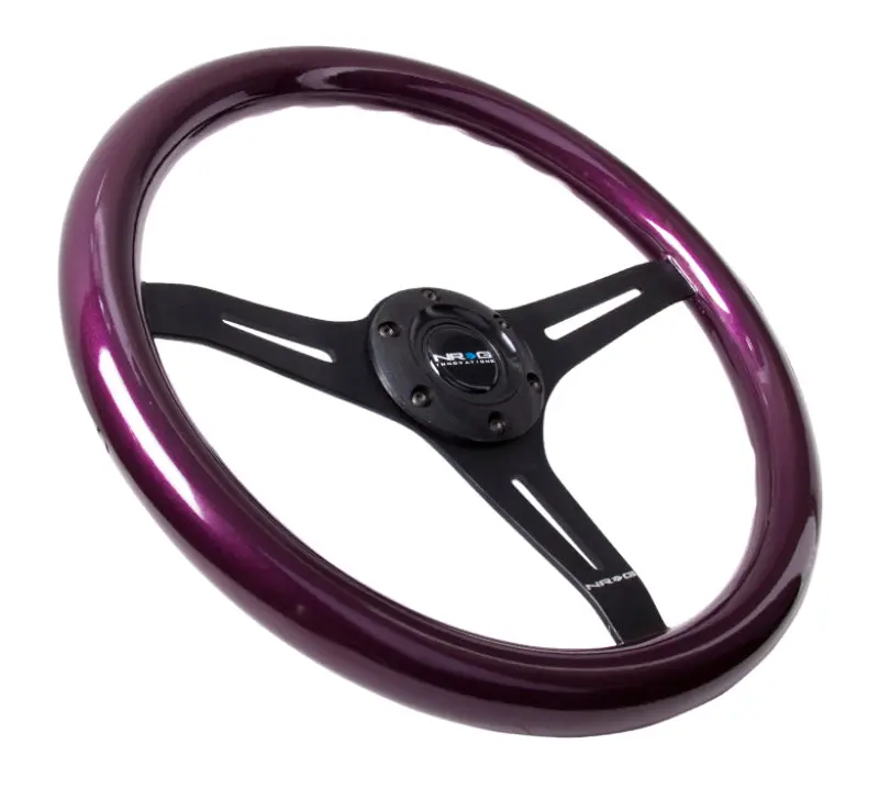 Nrg Classic Wood Grain Steering Wheel (350Mm) Purple Pearl/Flake Paint W/Black 3-Spoke Center 1