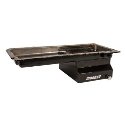 Moroso Gm Ls Swap (W/Rear Sump & Two -10An Fittings) Wet Sump 7Qt 6In Baffled Steel Oil Pan - Black 1