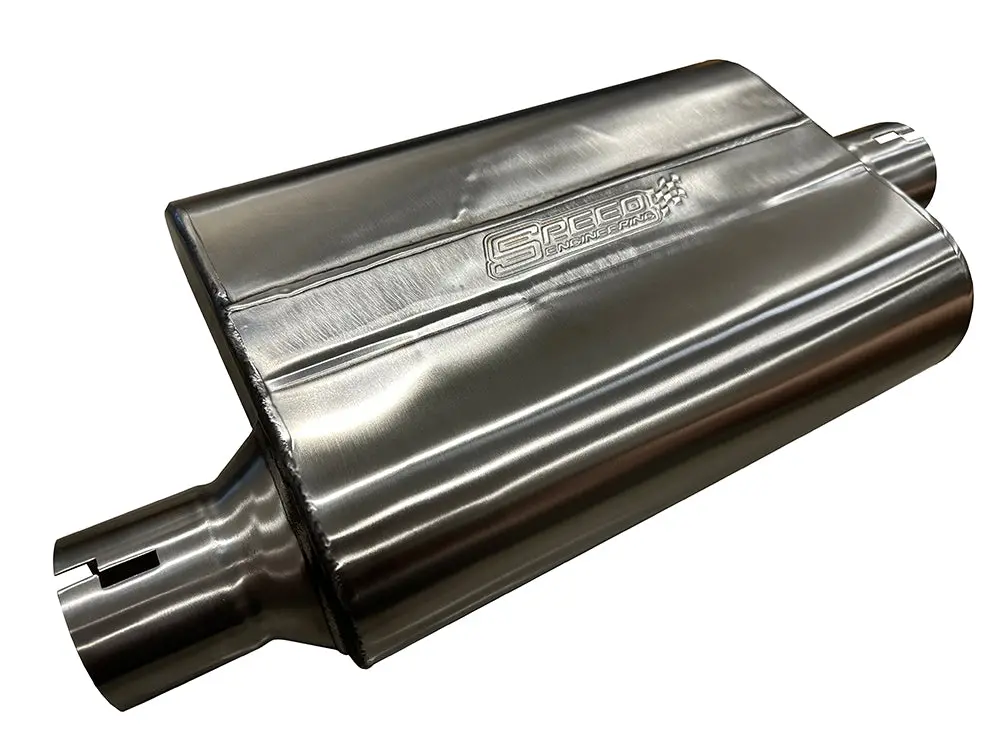 Speed Engineering 2.5" Inlet/Outlet "Chambered Series" Muffler | (Offset Inlet, Center Outlet) 1
