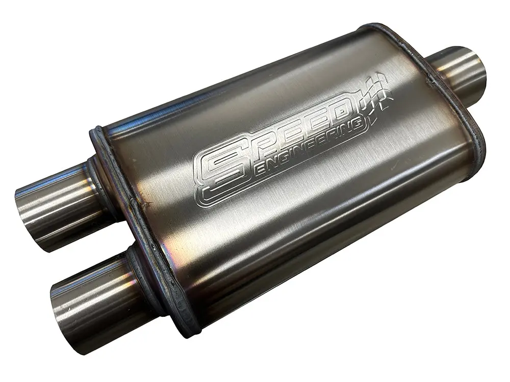 Speed Engineering 3" Inlet/2.5" Dual Outlets "Street Series" Muffler | (Center Inlet, Dual Outlets) 1