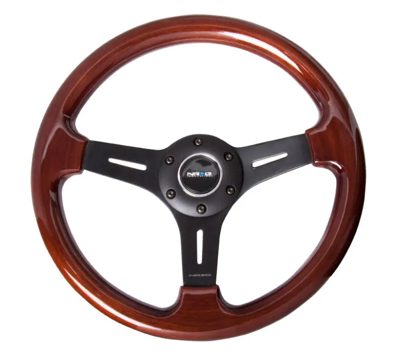 Nrg Classic Wood Grain Steering Wheel (330Mm) Wood Grain W/Matte Black 3-Spoke Center 1