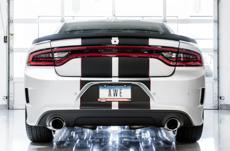 Awe Tuning 2017+ Dodge Charger 5.7L Touring Edition Exhaust - Non-Resonated - Chrome Silver Tips 2