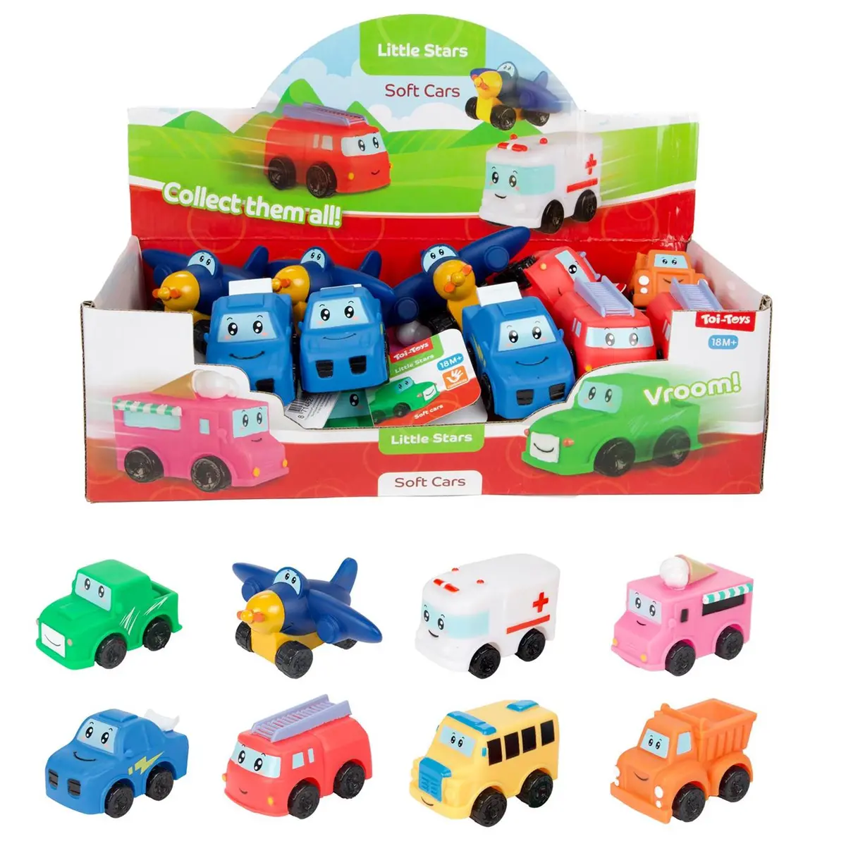 Toi-Toys Zachte Mini Auto -Cartoon- 8Cm 8Ass 1
