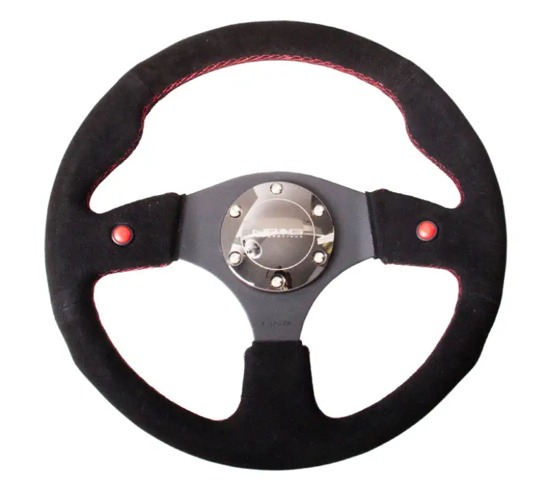 Nrg Reinforced Steering Wheel (320Mm) Blk Suede W/Dual Buttons 1