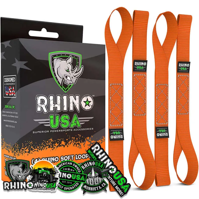 Rhino Usa Soft Loops Motorcycle Tie-Down Set 4-Pack Orange 1
